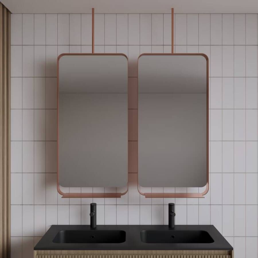 Gliss Design Badkamerspiegel Astra | 50x100 cm | Met planchet | Rechthoekig | Koper rose