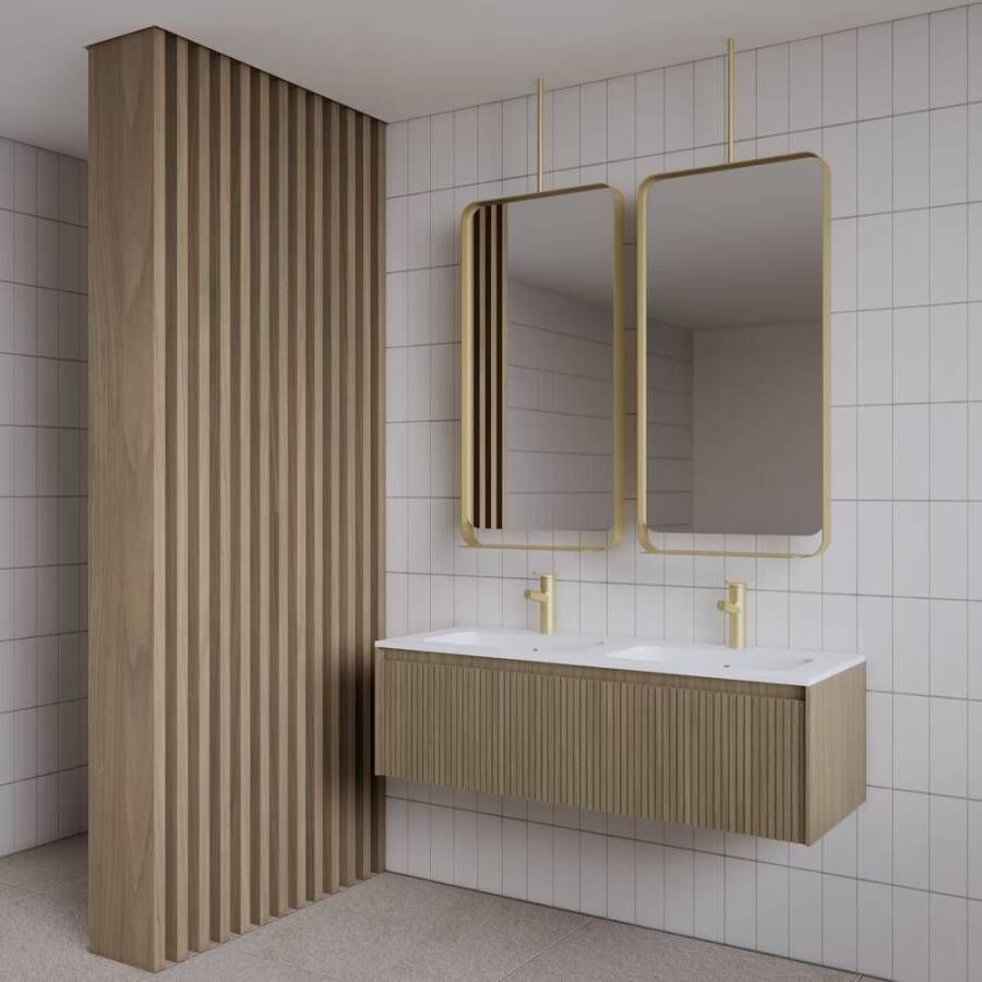 Gliss Design Badkamerspiegel Astra | 50x100 cm | Met planchet | Rechthoekig | Mat goud