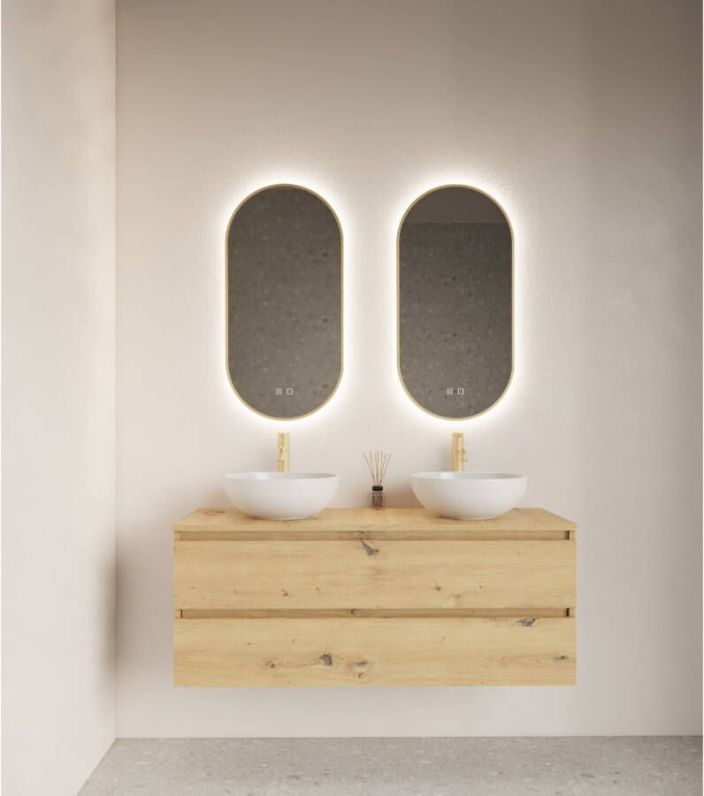 Gliss Design Badkamerspiegel Aura | 40x100 cm | Ovaal | Indirecte LED verlichting | Touch button | Met spiegelverwarming