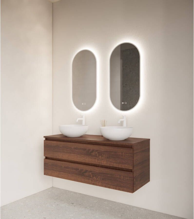 Gliss Design Badkamerspiegel Aura | 50x100 cm | Ovaal | Indirecte LED verlichting | Touch button | Met spiegelverwarming