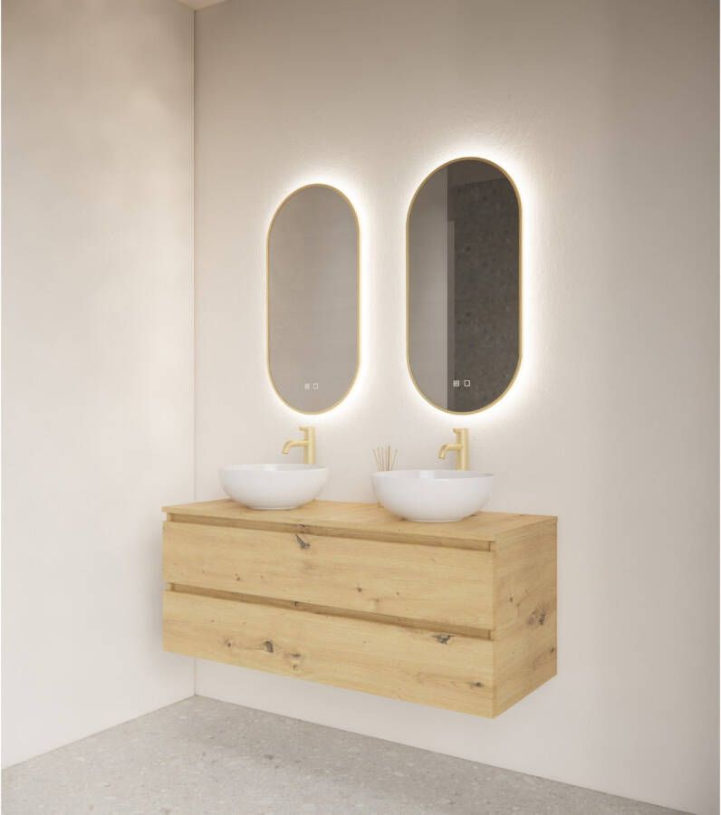 Gliss Design Badkamerspiegel Aura | 50x100 cm | Ovaal | Indirecte LED verlichting | Touch button | Met spiegelverwarming