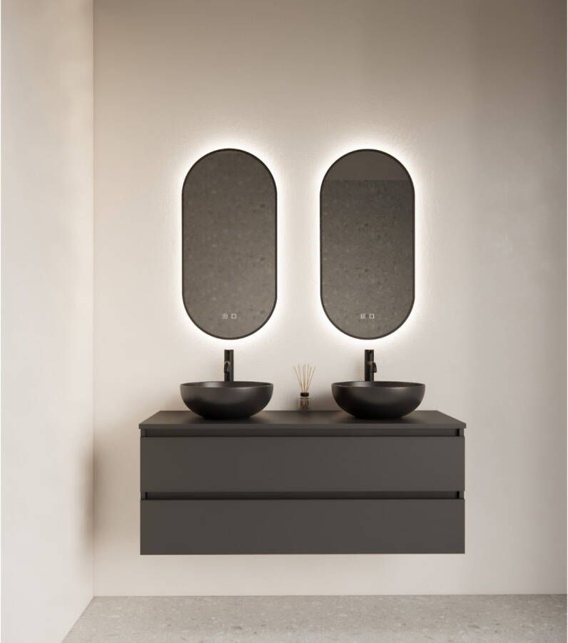 Gliss Design Badkamerspiegel Aura | 50x100 cm | Ovaal | Indirecte LED verlichting | Touch button | Met spiegelverwarming