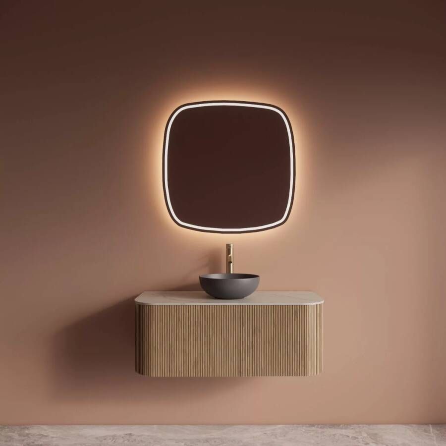 Gliss Design Badkamerspiegel Axis | 60x60 cm | Directe en indirecte LED verlichting | Sensor bediening | Met spiegelverwarming