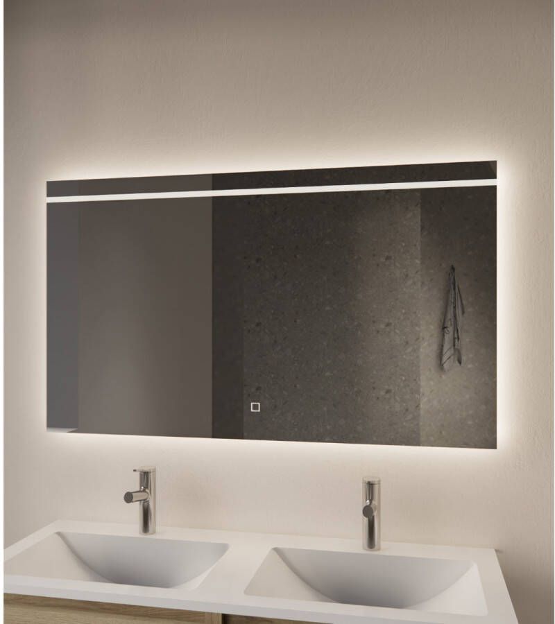 Gliss Design Badkamerspiegel Decora | 120x70 cm | Rechthoekig | Indirecte LED verlichting | Touch button | Met spiegelverwarming