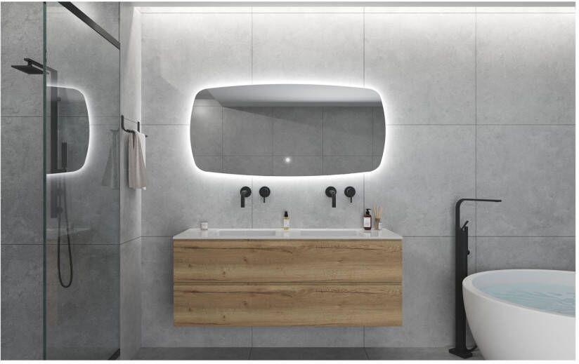 Gliss Design Badkamerspiegel Erato | 140x70 cm | Rechthoekig | Indirecte LED verlichting | Touch button | Met spiegelverwarming
