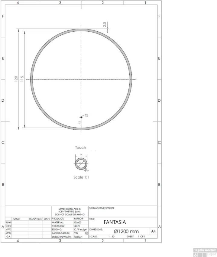 Gliss Design Badkamerspiegel Fantasia | 120 cm | Rond | Indirecte LED verlichting | Touch button | Met spiegelverwarming