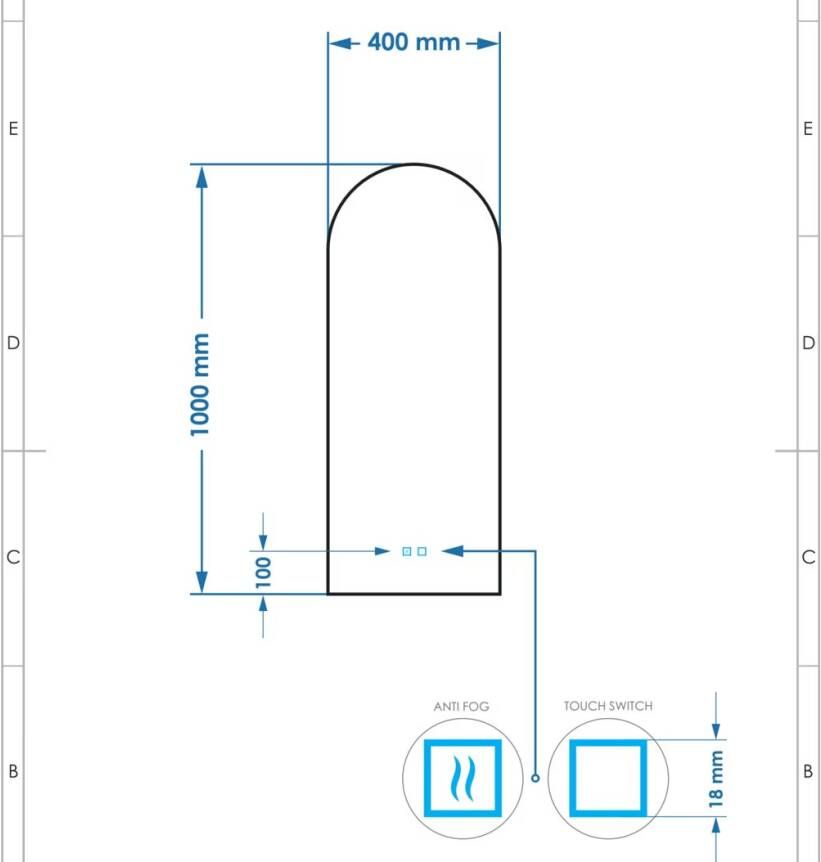 Gliss Design Badkamerspiegel Gaya | 40x100 cm | Rechthoekig | Indirecte LED verlichting | Touch button | Met spiegelverwarming