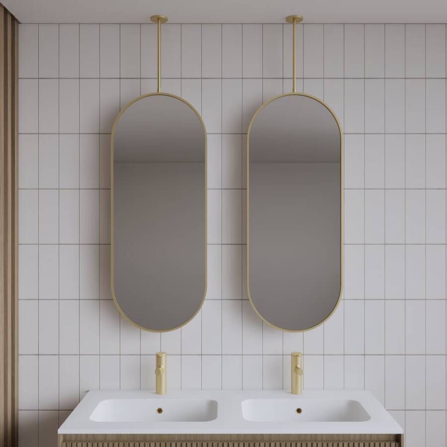 Gliss Design Badkamerspiegel Halo | 40x90 cm | Verticaal | Ovaal | Mat goud