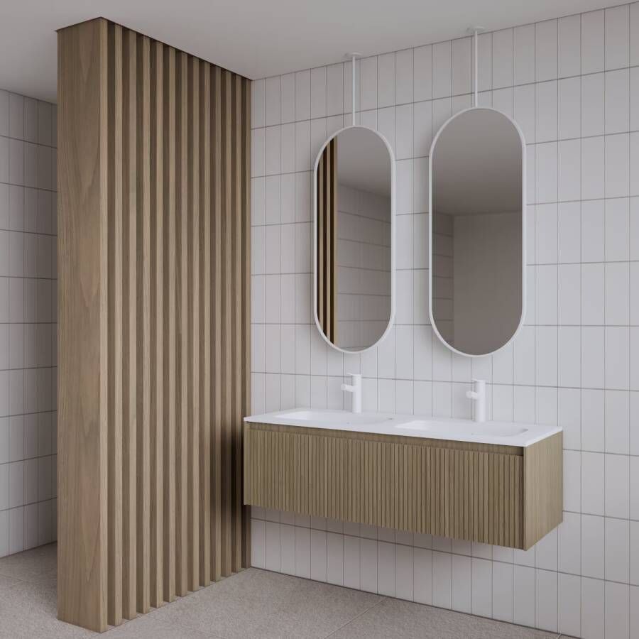 Gliss Design Badkamerspiegel Halo | 40x90 cm | Verticaal | Ovaal | Mat wit
