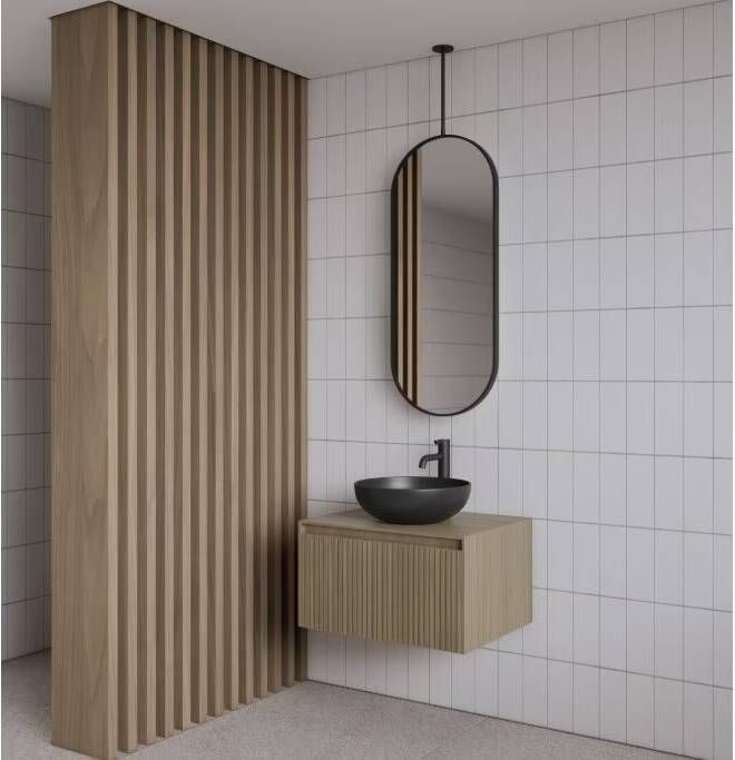 Gliss Design Badkamerspiegel Halo | 40x90 cm | Verticaal | Ovaal | Mat zwart