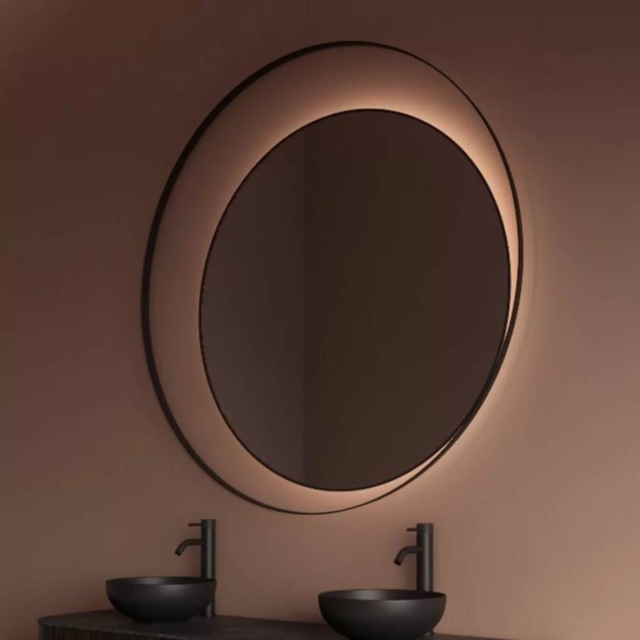 Gliss Design Badkamerspiegel Kosmos | 120 cm | Indirecte LED verlichting | Sensor bediening | Met spiegelverwarming | Mat zwart