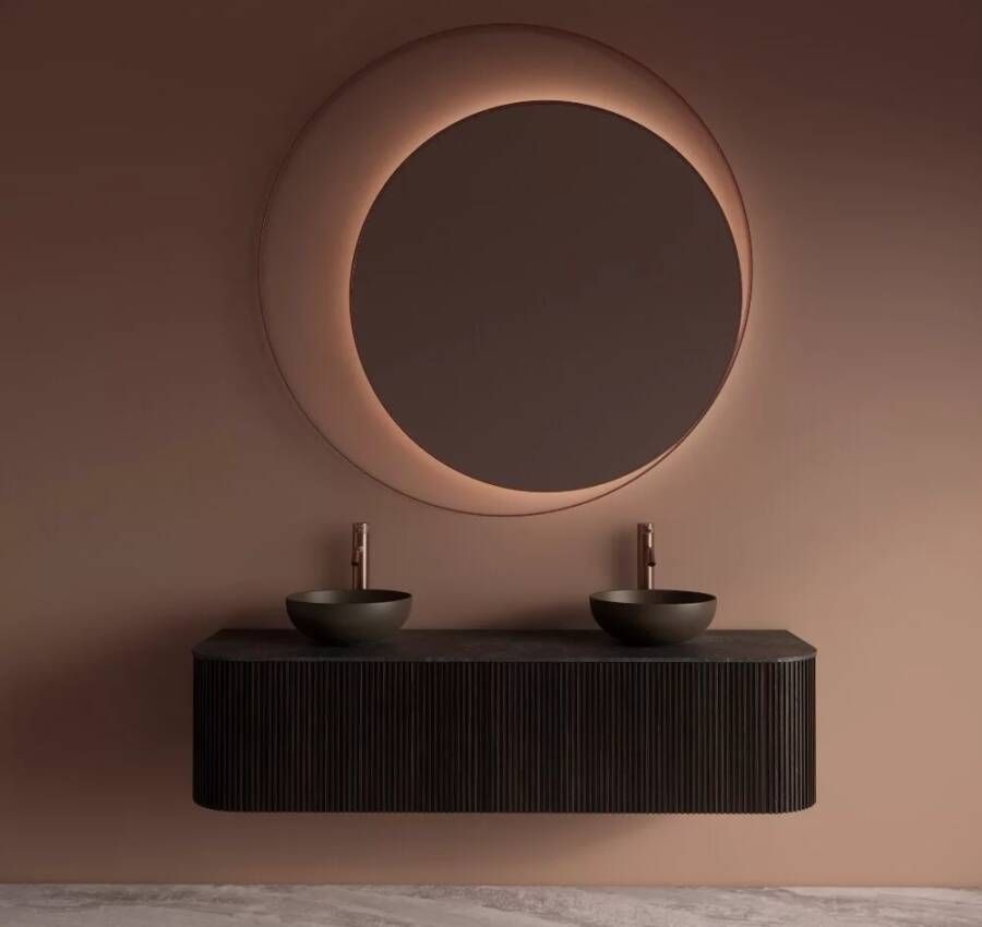 Gliss Design Badkamerspiegel Kosmos | 120 cm | Indirecte LED verlichting | Sensor bediening | Met spiegelverwarming | Koper rose