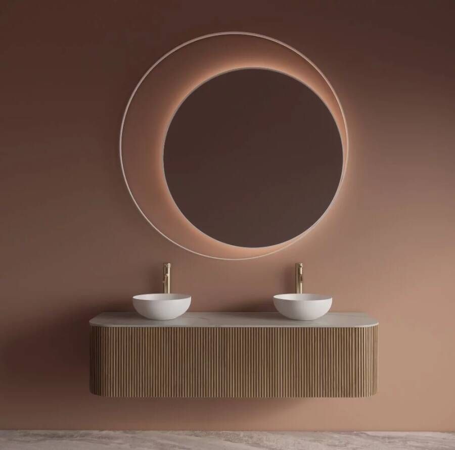 Gliss Design Badkamerspiegel Kosmos | 140 cm | Indirecte LED verlichting | Sensor bediening | Met spiegelverwarming | Mat wit