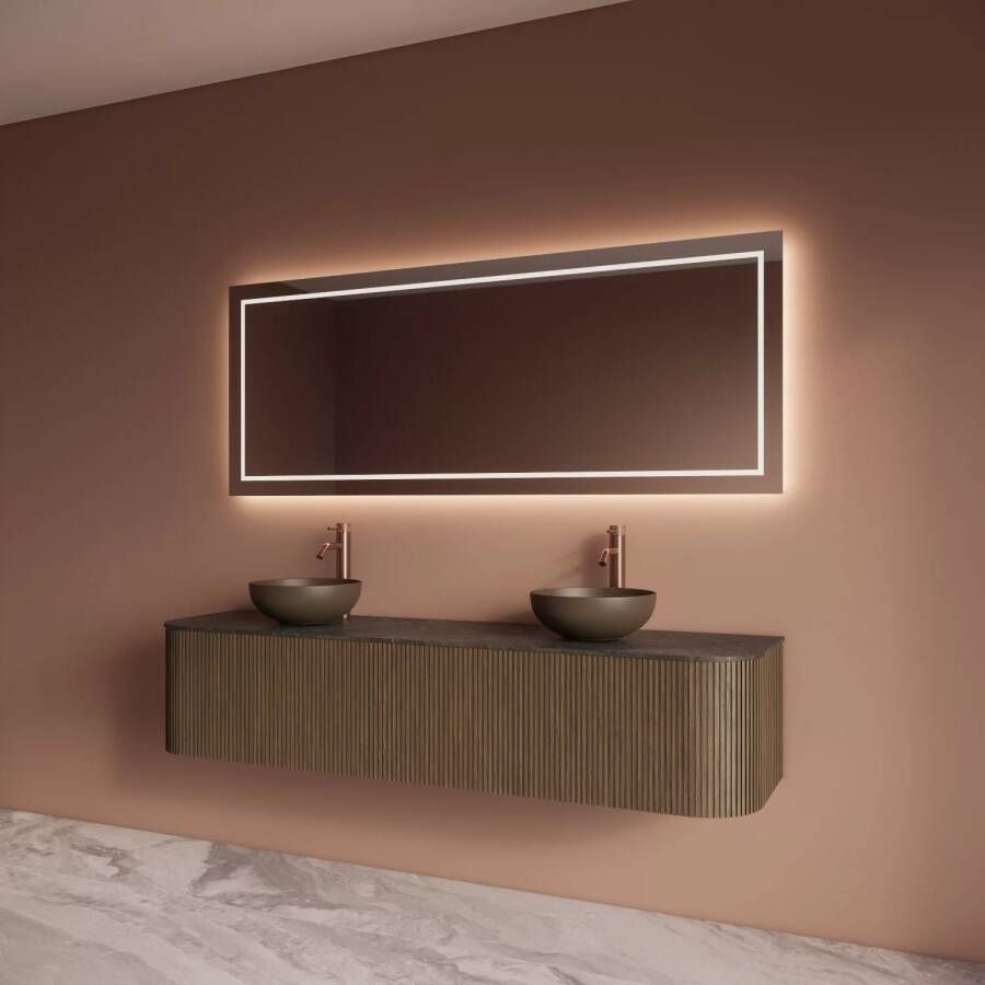 Gliss Design Badkamerspiegel Lenus | 150x70 cm | Directe en indirecte LED verlichting | Sensor bediening | Met spiegelverwarming