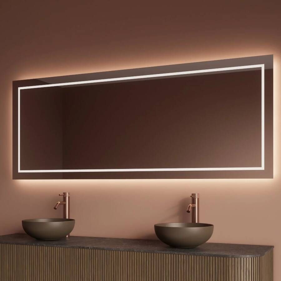 Gliss Design Badkamerspiegel Lenus | 160x70 cm | Directe en indirecte LED verlichting | Sensor bediening | Met spiegelverwarming