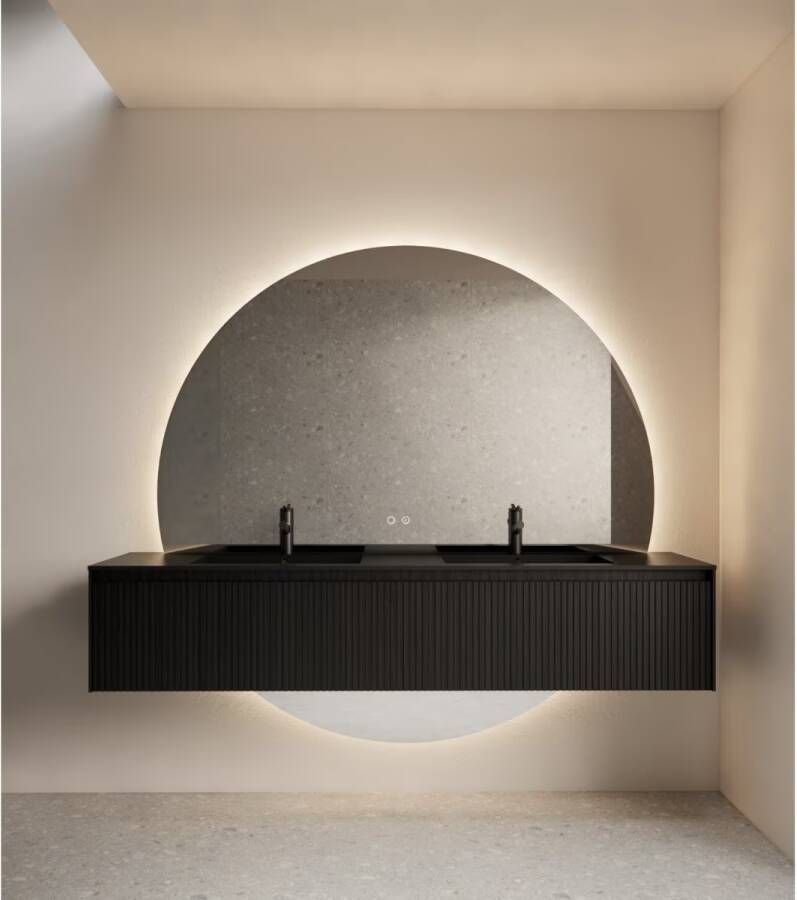 Gliss Design Badkamerspiegel Lios | 140 cm | Rond | Indirecte LED verlichting | Touch button | Met spiegelverwarming