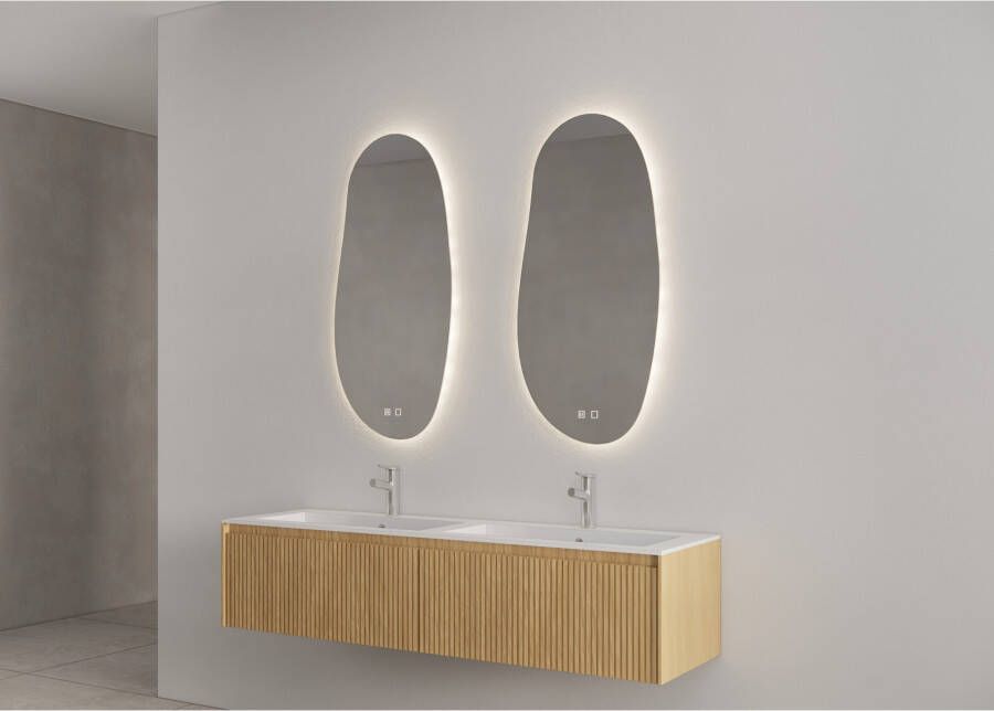 Gliss Design Badkamerspiegel Maya | 100x50 cm | Organisch | Indirecte LED verlichting | Touch button | Met spiegelverwarming
