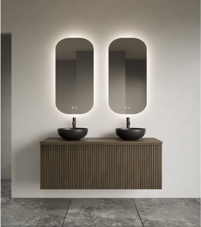 Gliss Design Badkamerspiegel Notus | 50x100 cm | Deens Ovaal | Indirecte LED verlichting | Touch button | Met spiegelverwarming