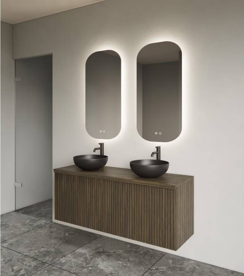 Gliss Design Badkamerspiegel Notus | 50x100 cm | Deens Ovaal | Indirecte LED verlichting | Touch button | Met spiegelverwarming