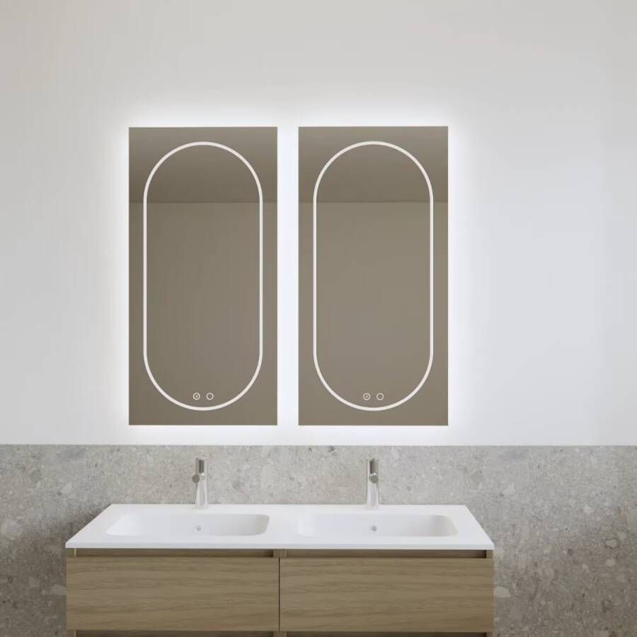 Gliss Design Badkamerspiegel Nova | 50x100 cm | Directe en indirecte LED verlichting | Touch button | Met spiegelverwarming