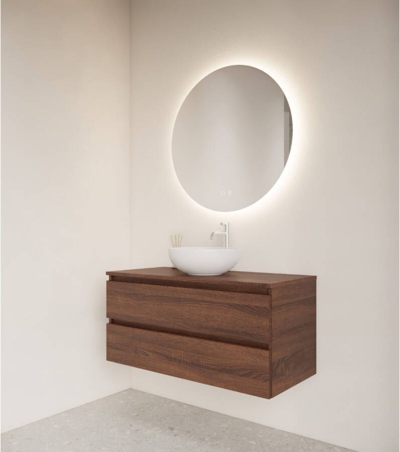 Gliss Design Badkamerspiegel Oko | 100 cm | Rond | Indirecte LED verlichting | Touch button | Met spiegelverwarming