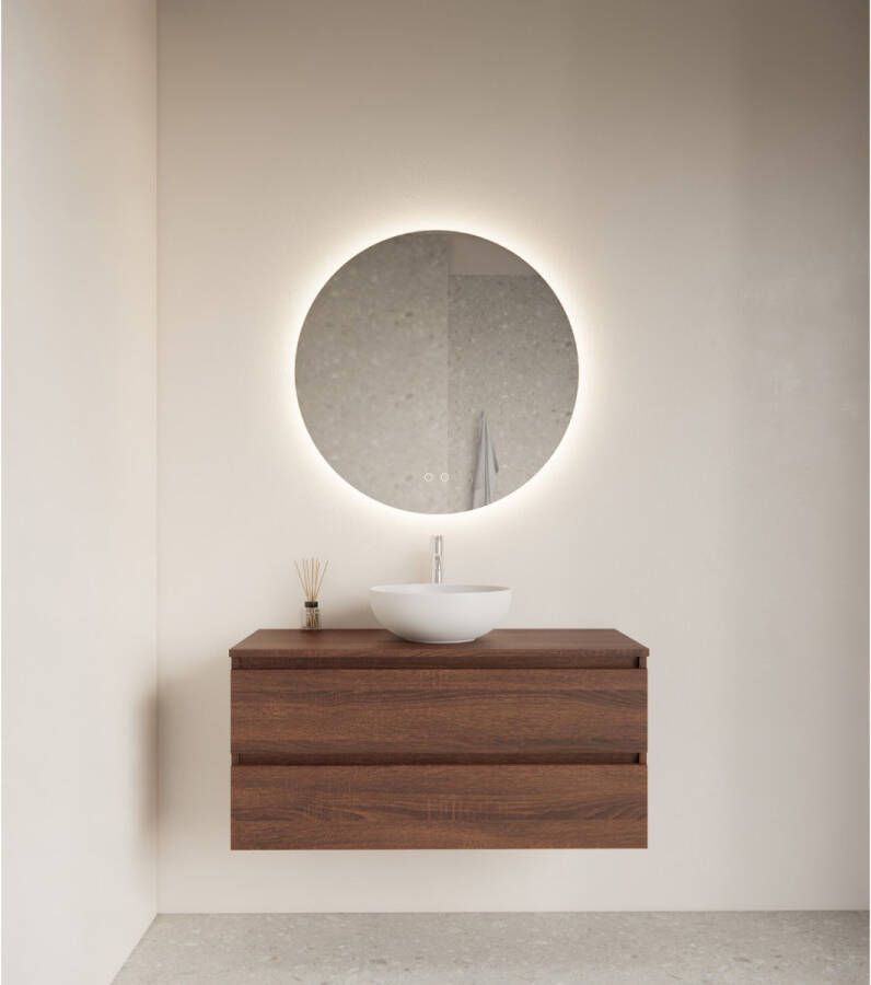 Gliss Design Badkamerspiegel Oko | 100 cm | Rond | Indirecte LED verlichting | Touch button | Met spiegelverwarming