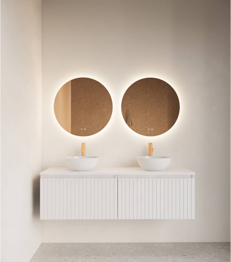 Gliss Design Badkamerspiegel Oko Koper | 100 cm | Rond | Indirecte LED verlichting | Touch button | Met spiegelverwarming