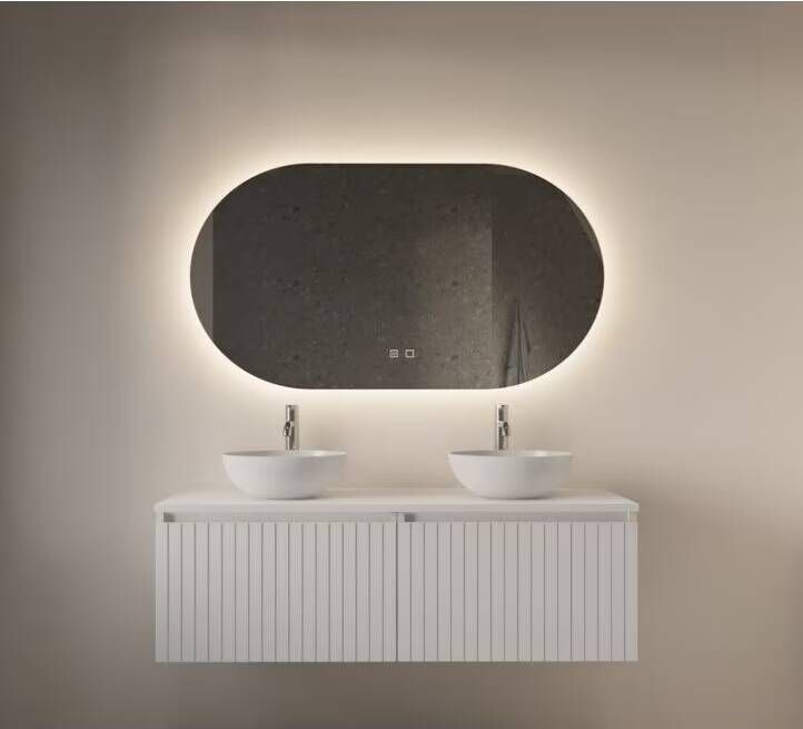 Gliss Design Badkamerspiegel Orion | 140x70 cm | Ovaal | Indirecte LED verlichting | Touch button | Met spiegelverwarming