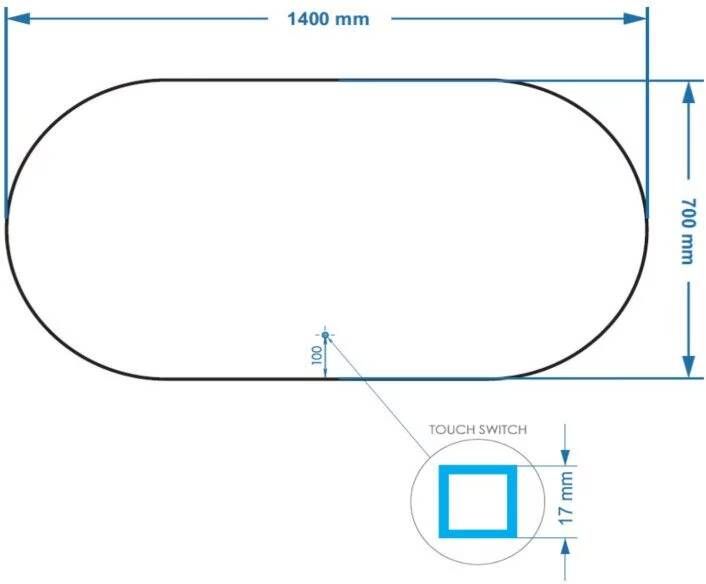 Gliss Design Badkamerspiegel Orion | 140x70 cm | Ovaal | Indirecte LED verlichting | Touch button | Met spiegelverwarming