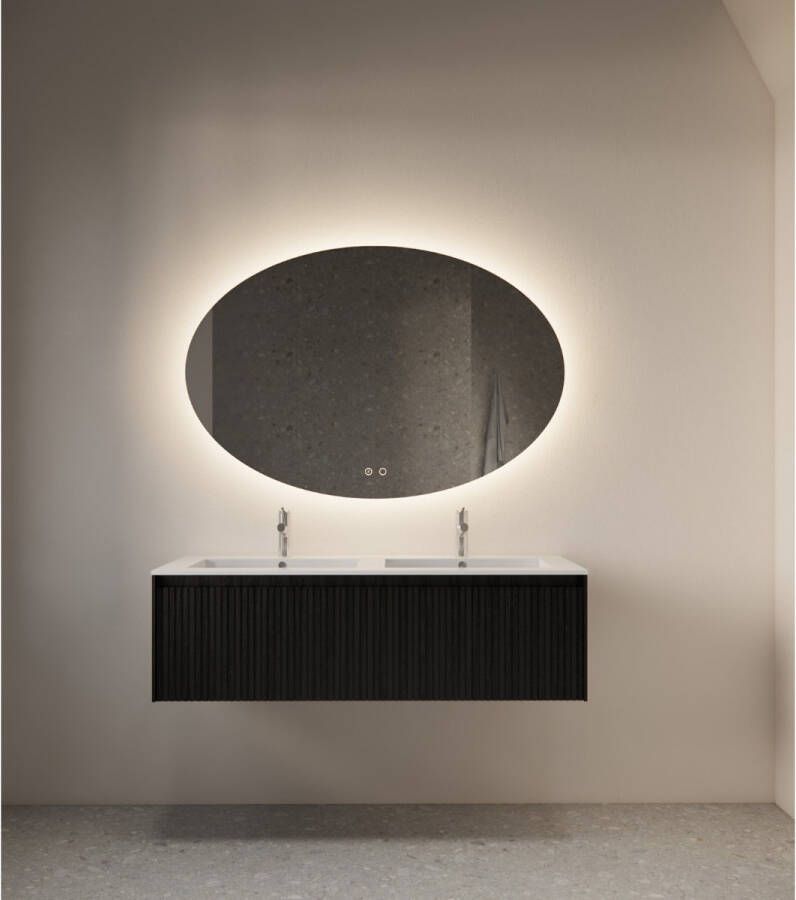 Gliss Design Badkamerspiegel Oval | 150x95 cm | Ovaal | Indirecte LED verlichting | Touch button | Met spiegelverwarming