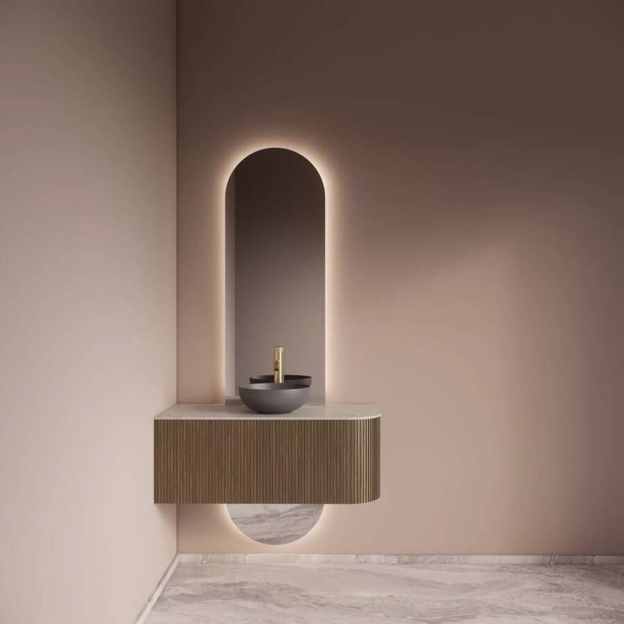 Gliss Design Badkamerspiegel Selene | 40x140 + 40x25 cm | 2-delig verticaal | Indirecte LED verlichting | Sensor bediening | Met spiegelverwarming