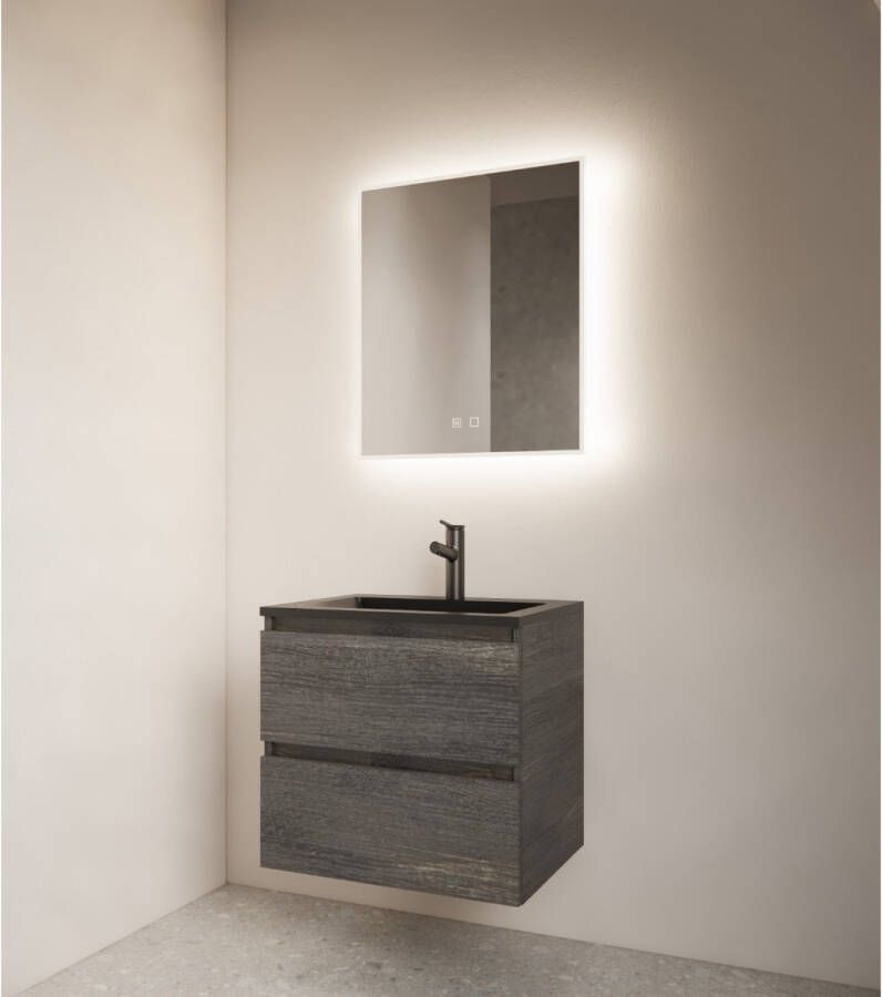 Gliss Design Badkamerspiegel Style | 70x70 cm | Rechthoekig | Indirecte LED verlichting | Touch button | Met spiegelverwarming