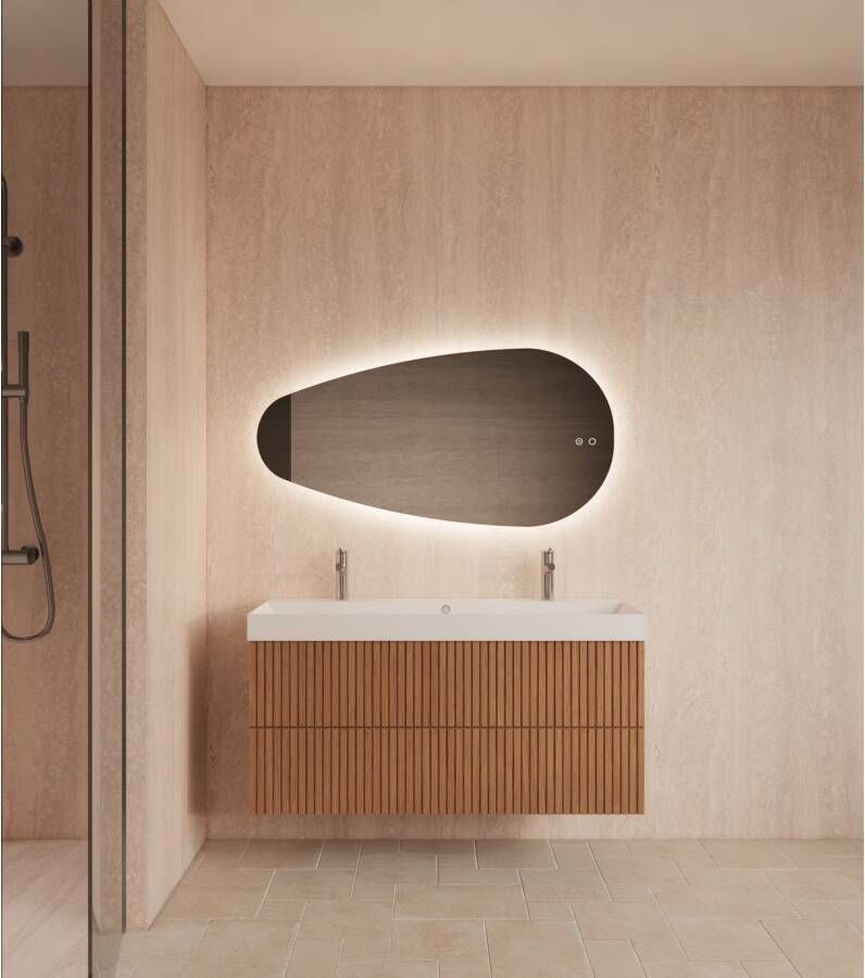Gliss Design Badkamerspiegel Thalia | 100x61 cm | Omkeerbaar | Indirecte LED verlichting | Touch button | Met spiegelverwarming