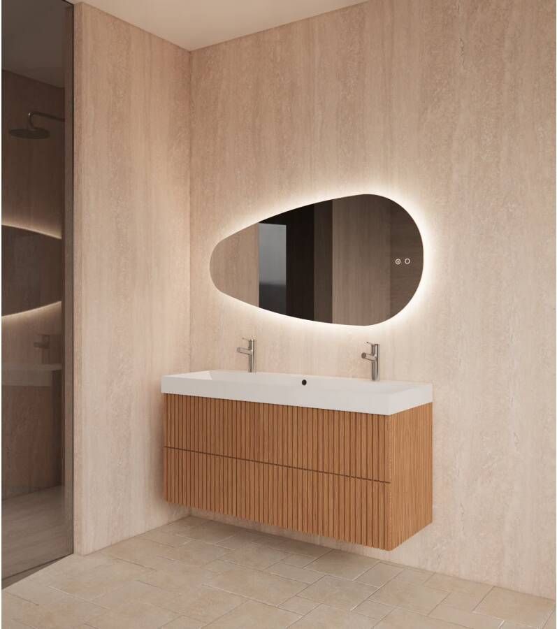 Gliss Design Badkamerspiegel Thalia | 100x61 cm | Omkeerbaar | Indirecte LED verlichting | Touch button | Met spiegelverwarming