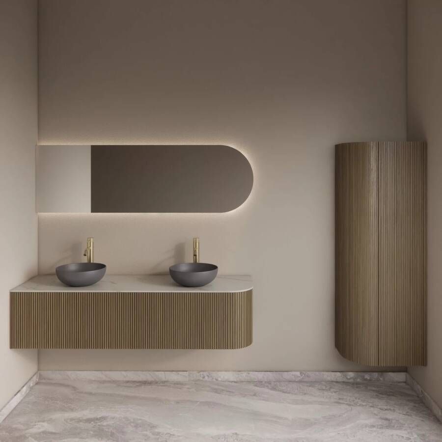 Gliss Design Badkamerspiegel Zelus | 100x60 cm | Links | Directe en indirecte LED verlichting | Sensor bediening | Met spiegelverwarming