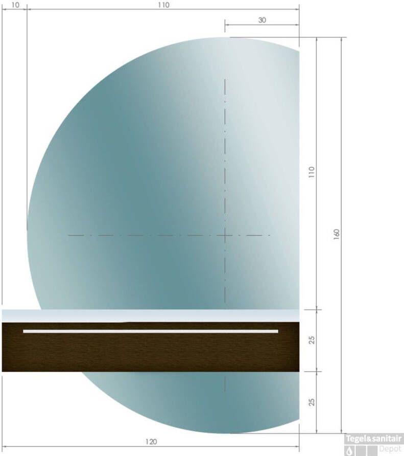 Gliss Design Badkamerspiegel tweedelig Calypso | 120 cm | Rond | Indirecte LED verlichting | Touch button | Met spiegelverwarming