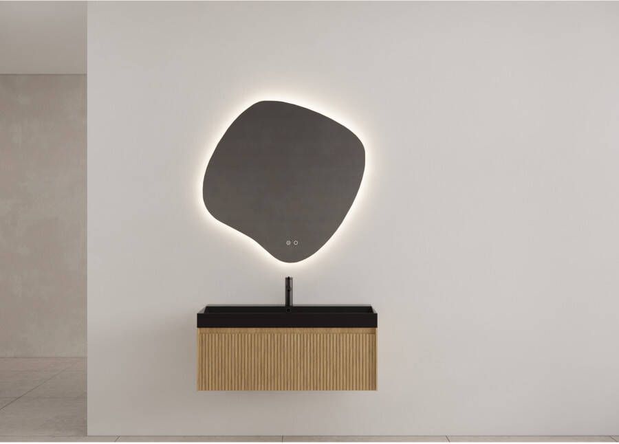 Gliss Design Badkamerspiegel Clio | 100x100 cm | Organisch | Indirecte LED verlichting | Touch button | Met spiegelverwarming