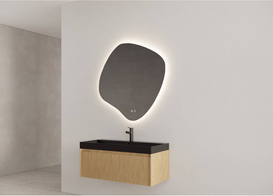 Gliss Design Badkamerspiegel Clio | 120x120 cm | Organisch | Indirecte LED verlichting | Touch button | Met spiegelverwarming
