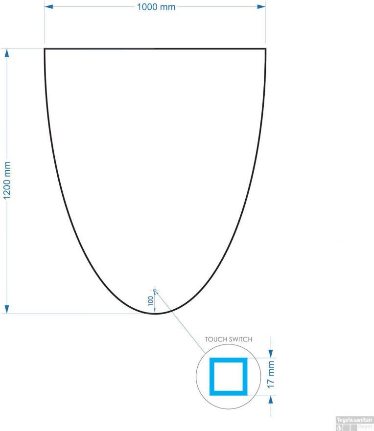 Gliss Design Badkamerspiegel ronding naar beneden EOS | 100x120 cm | Rond | Indirecte LED verlichting | Touch button | Met spiegelverwarming