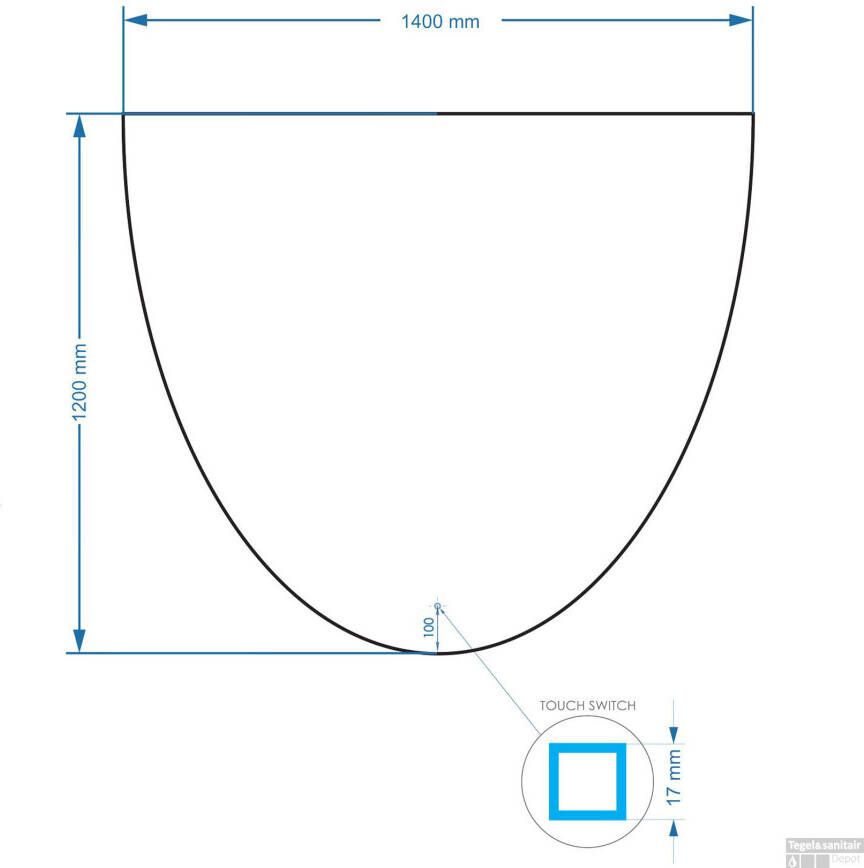 Gliss Design Badkamerspiegel ronding naar beneden EOS | 140x120 cm | Rond | Indirecte LED verlichting | Touch button | Met spiegelverwarming