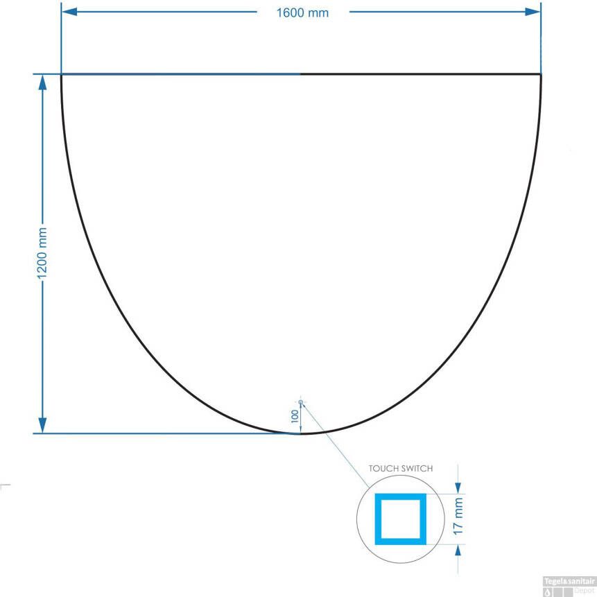 Gliss Design Badkamerspiegel ronding naar beneden EOS | 160x120 cm | Rond | Indirecte LED verlichting | Touch button | Met spiegelverwarming