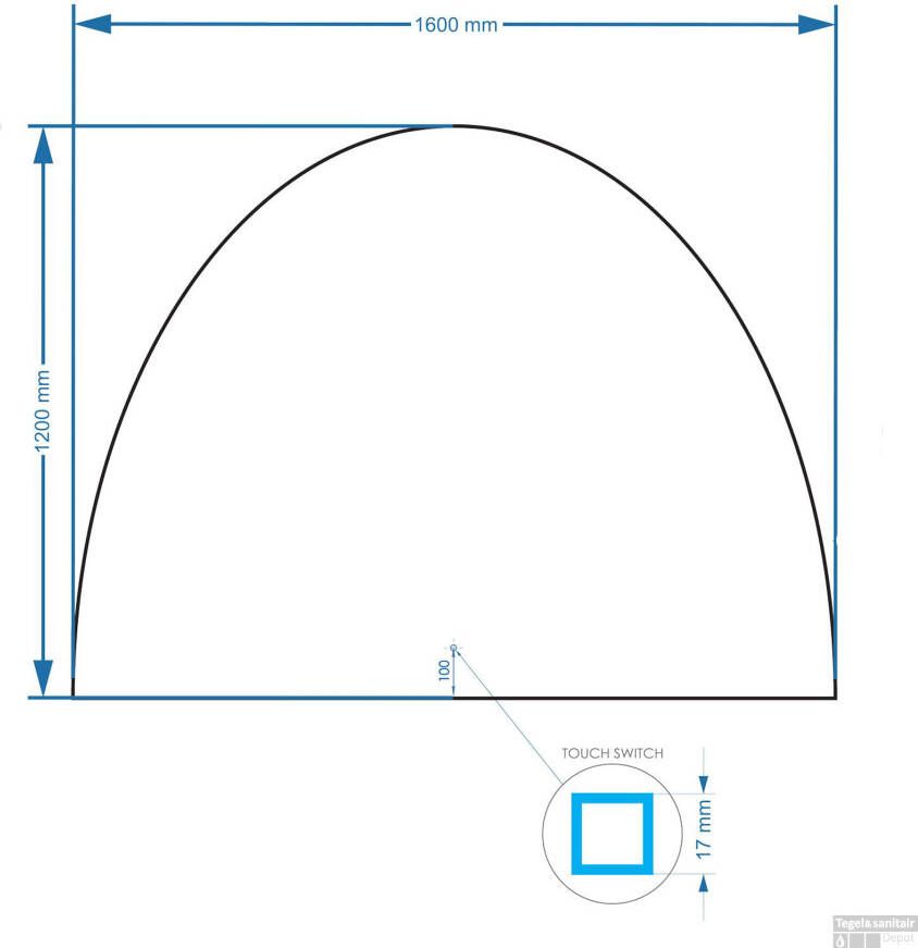 Gliss Design Badkamerspiegel ronding naar boven EOS | 160x120 cm | Rond | Indirecte LED verlichting | Touch button | Met spiegelverwarming