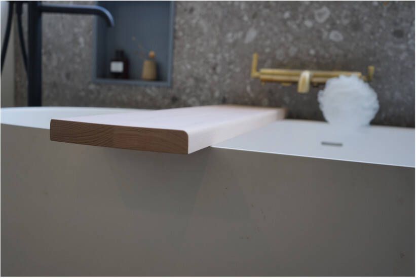 Gliss Design Flow badplank recht massief eiken 90 cm wit olie