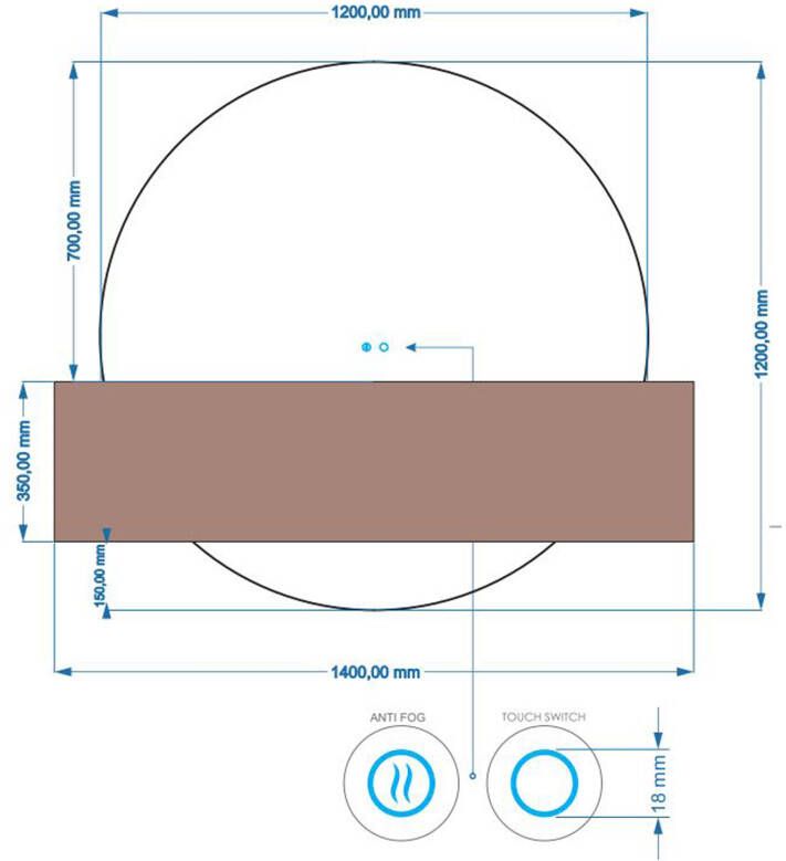Gliss Design Badkamerspiegel Lios | 120 cm | Rond | Indirecte LED verlichting | Touch button | Met spiegelverwarming
