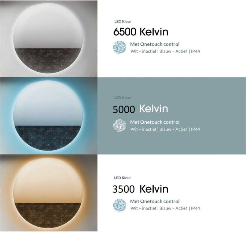 Gliss Design Badkamerspiegel Melite | 100x70 cm | Rechthoekig | Indirecte LED verlichting | Touch button | Met spiegelverwarming