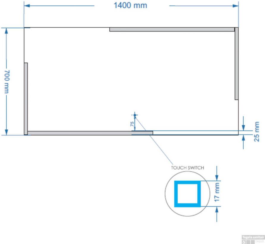Gliss Design Badkamerspiegel Melite | 140x70 cm | Rechthoekig | Indirecte LED verlichting | Touch button | Met spiegelverwarming