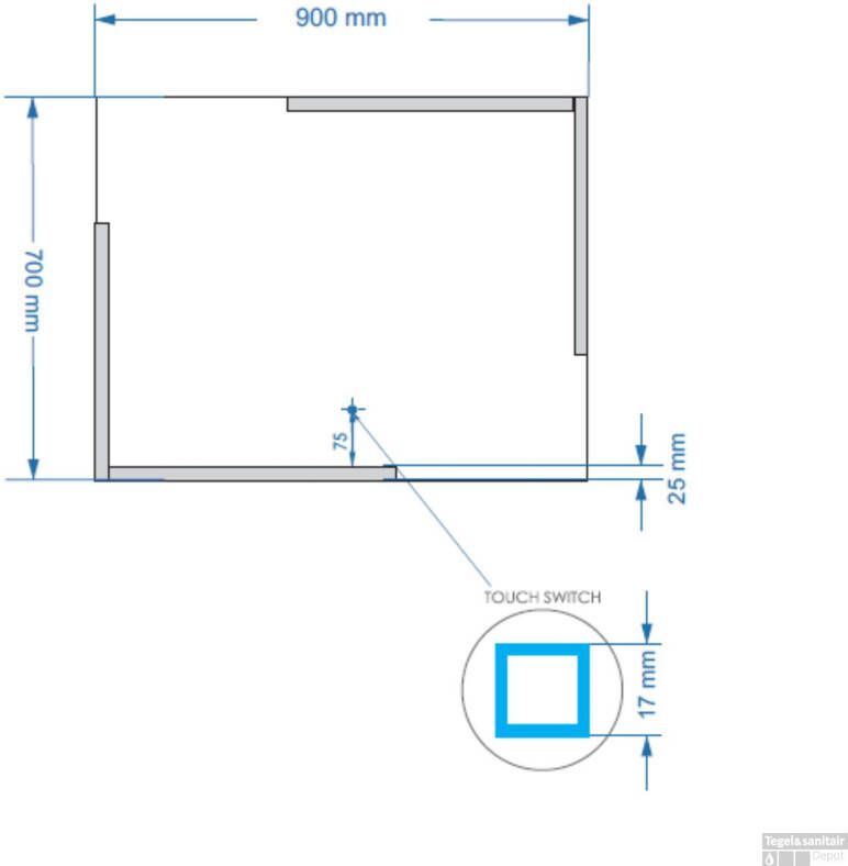 Gliss Design Badkamerspiegel Melite | 90x70 cm | Rechthoekig | Indirecte LED verlichting | Touch button | Met spiegelverwarming