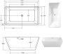 Gliss Design Half-vrijstaand bad Metis | 160x80 cm | Acryl | Rechthoek | Wit glans - Thumbnail 3