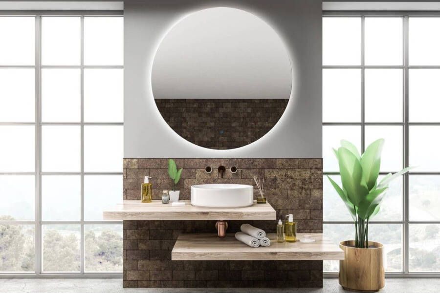 Gliss Design Badkamerspiegel Oko Plus | 90 cm | Rond | Indirecte LED verlichting | Touch button | Met spiegelverwarming
