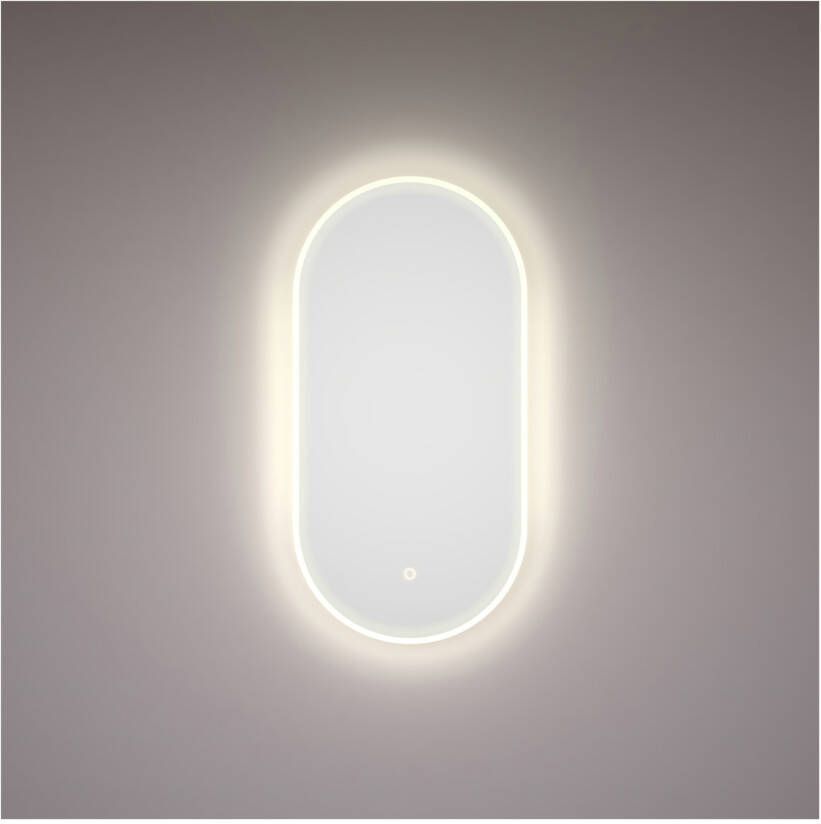 Gliss Design Badkamerspiegel set van 2 Orion | 100x50 cm | Ovaal | Indirecte LED verlichting | Touch button | Met spiegelverwarming